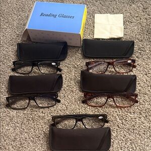 5 pcs Assorted Reading Glasses Set with Cases - Black & Tortoiseshell +3.5